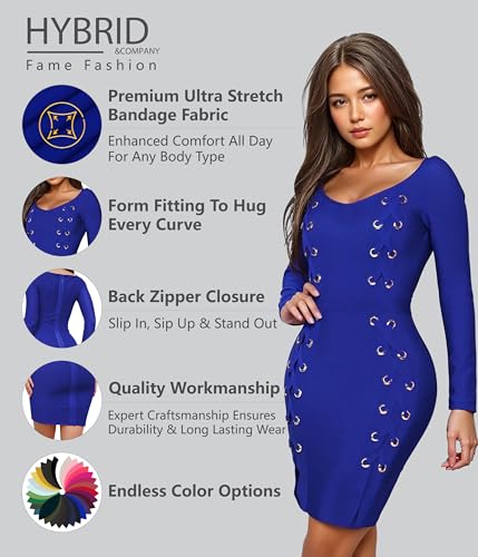 Image of Hybrid & Company Women's Elegant Bandage Dress | Stretch fabric, flattering bodycon fit, elegant silhouette, suitable for cocktail parties, events, and special occasions