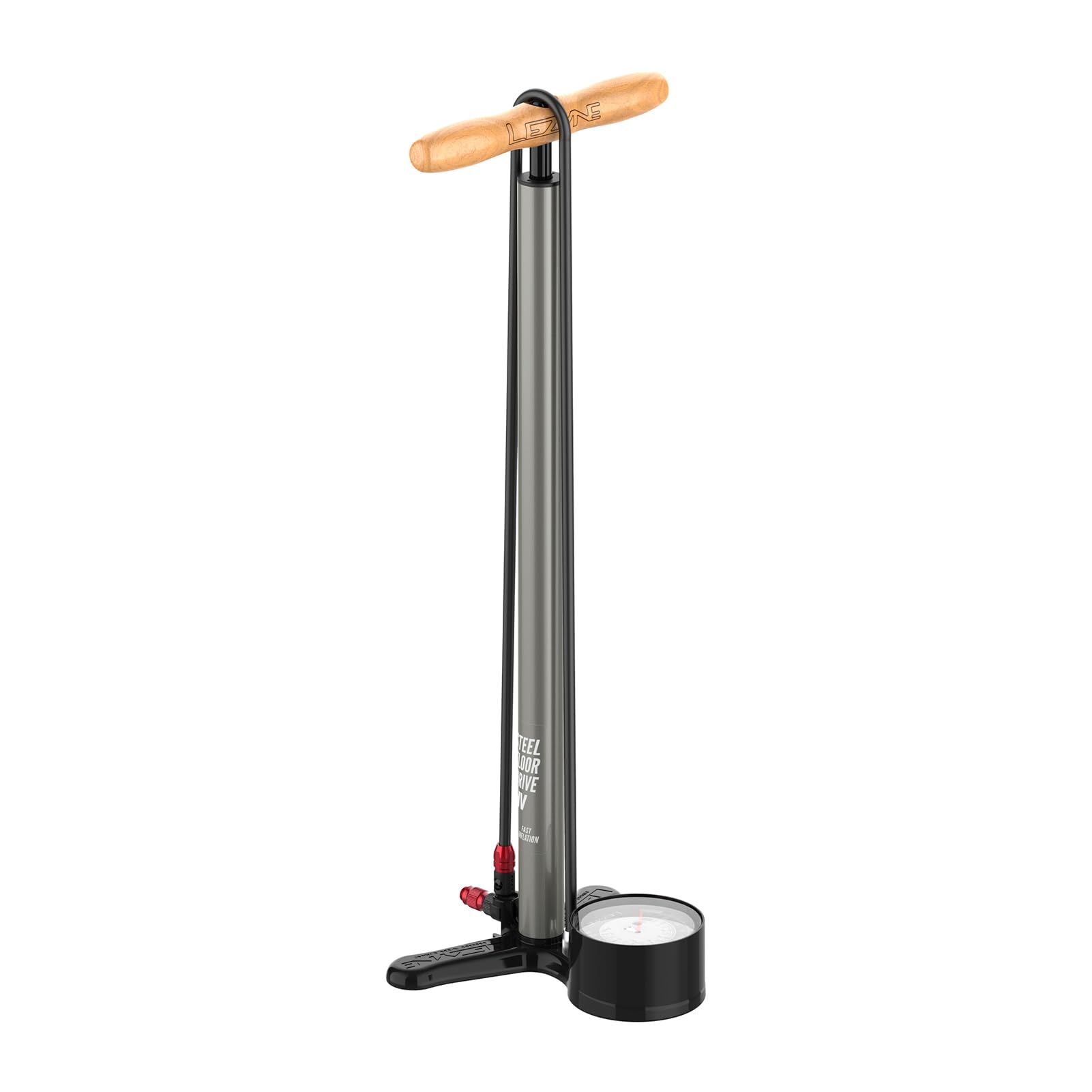LEZYNE Steel HV Floor Drive 3.5 High Volume Bicycle Floor Pump with Accurate 3.5" Analog Gauge - Durable 100 PSI Tire Air Pump for Mountain/Gravel