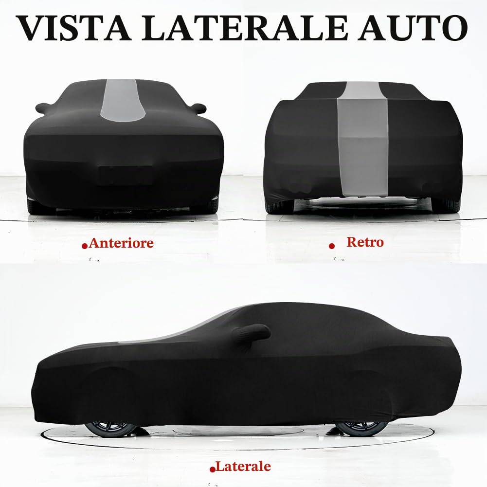 WinPower Interno Copertura integrale per auto 3.90-4.17M Auto sportiva Traspirante Allungabile Elasticità Protezione Antipolvere Antigraffio per il garageSalone dell'auto, 1 Pezzo