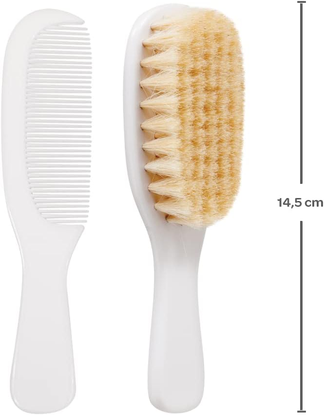 Buba Escova E Pente Baby Cerdas Naturais Branco