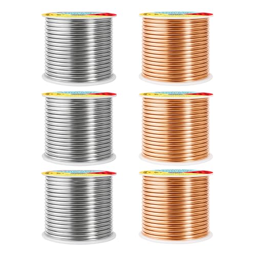 Image of Mandala Crafts 10 GA Copper Silver Tone Combo Anodized Aluminum Craft Wire | 120 FT, Colored, Flexible, Bendable for Bonsai Armature Sculpting Wire Wrapping Jewelry Making, Weather & Tarnish Resistant