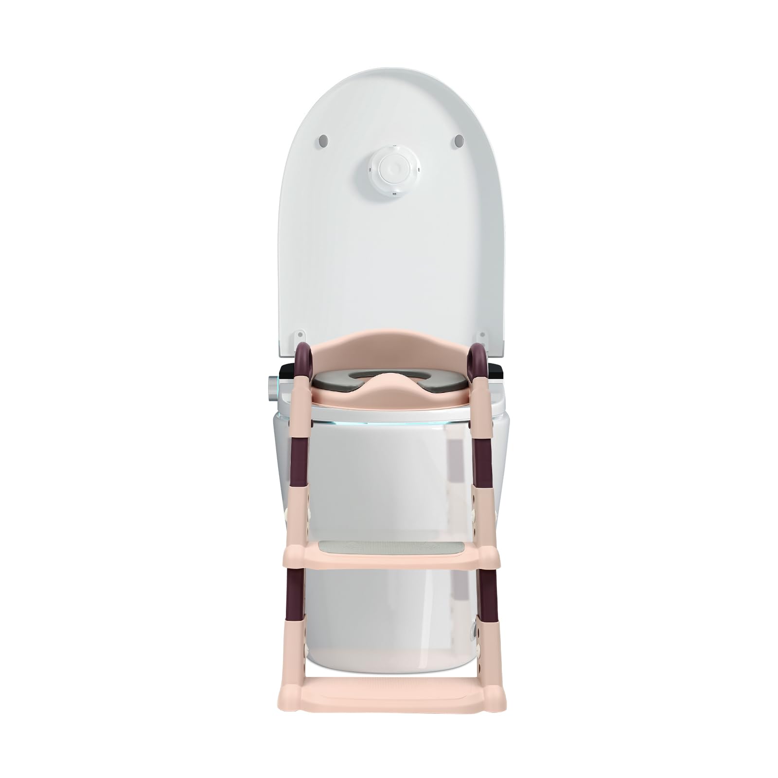 Riduttore WC 6 velocità altezza riduttore WC bambino con pedana regolabile sedile WC per bambini pieghevole rialzo WC bambino per età 2-7 anni (rosa)