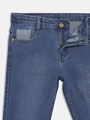 Image of Urbano Juniors Boy's Blue Slim Fit Washed Denim Jeans Stretch