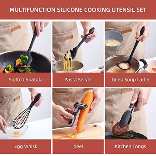 image for RAXCO Knife Set,18Pieces Kitchen Knife Set with Block,7Pieces Silicone