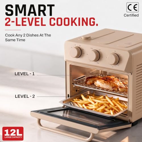 Image of Domestica Elio Air Fryer Oven, 6 in 1 Compact Oven with 12L, 1400 W, Clay