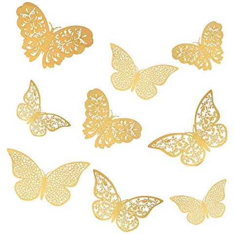 Pegatinas de pared de mariposas doradas 3D Cover