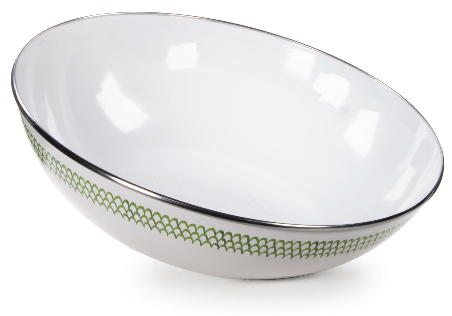 Golden RabbitEnamelware - 5qt Catering Bowl (Green Scallop)