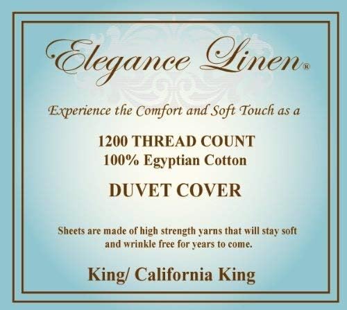 Elegance Linen 1200 Thread Count Luxury Egyptian Quality 3pc Duvet Cover Set, Solid, King/Cal-King, Black