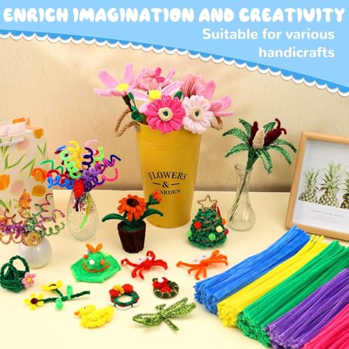 Image of Pipe Cleaners Craft, Pipe Cleaners Chenille Stem Fuzzy Sticks Craft Supplies for flowers making, Home DIY (Red, 200pc)