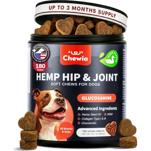 Image of Glucosamine for Dogs - Joint Supplement for Dogs - Glucosamine Chondroitin - 180 Hip and Joint Care Mobility Chews - MSM, Turmeric - Advanced Mobility Support - Bone Health - Large and Small Breeds