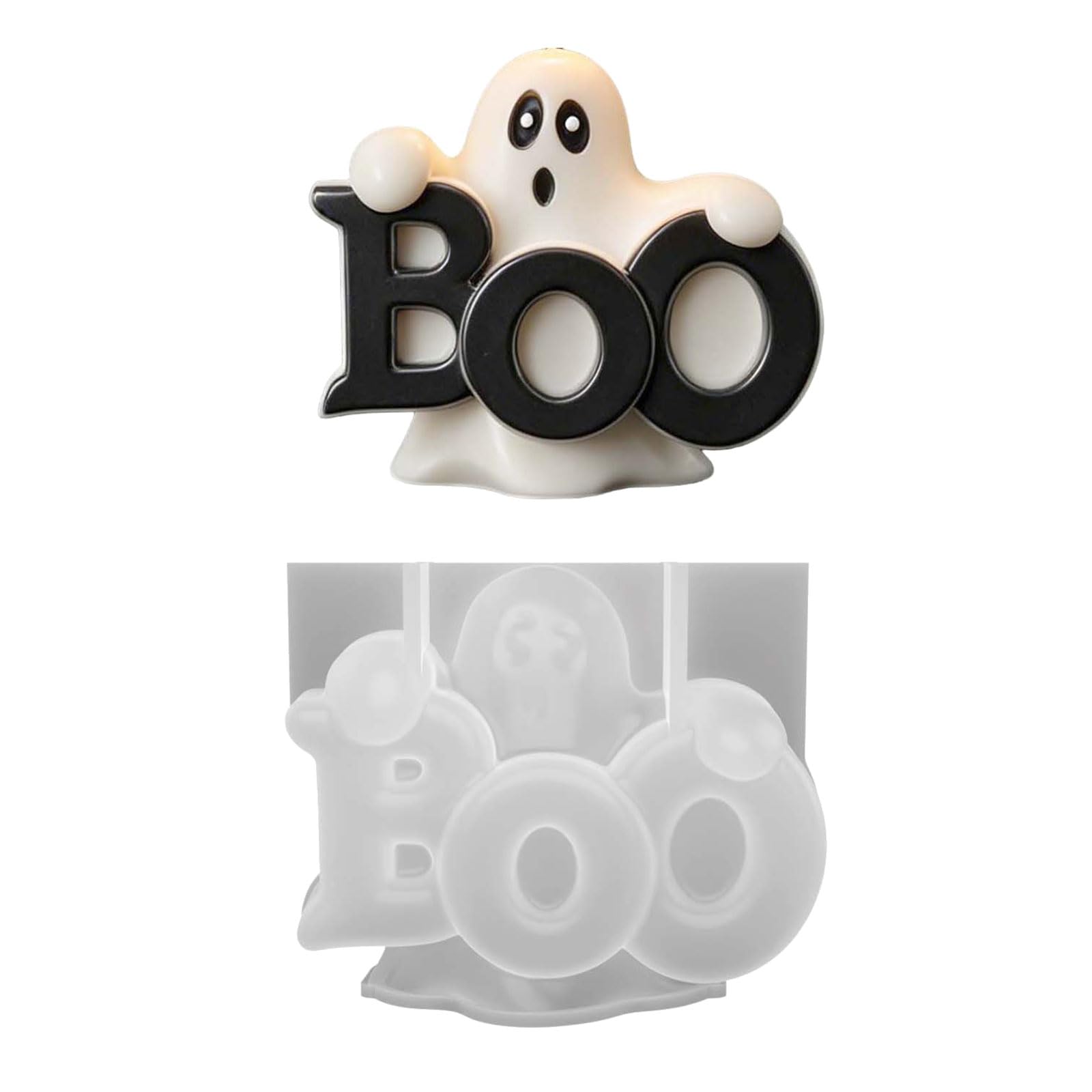 Greabuy Multicolor Silicone Boo Mold Halloween Cast For Wax, Resin, Plaster And Soap Projects, Compact Decor Making Supply For Home Use Halloween Boo Mold Silicone Making Resin Casting Plaster