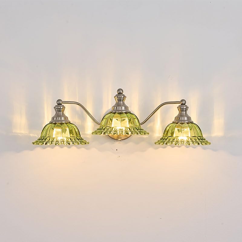 Image of XIEDUN Brushed Nickel Green 3 Light Vanity Light Bathroom Light