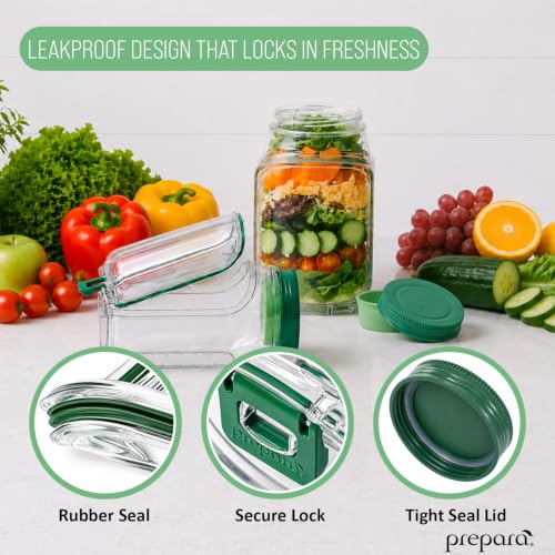 Image of Prepara The Original Salad Pod - Leakproof Food Container for Meal Prep - 4.5 Cups Capacity, BPA Free Tritan, Microwave & Dishwasher Safe (2 Units) | BPA-Free, Ideal for Meal Prep, Salads & Snacks, Holds 4.5 Cups, Includes 2.5 oz Dressing Capsule, Mess-Free & Leakproof
