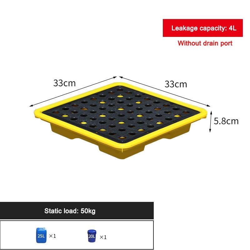 Supporto per espositore, Contenitore per fusti, Pallet di contenimento per fuoriuscite, Piattaforma di spedizione modulare Staccabile, deposito per Garage, Giallo, 2 Pezzi, 33x33x5,8 cm