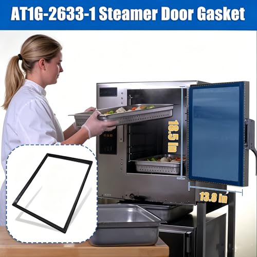 Image of AT1G-2633-1 Steamer Door Gasket Replacement Compatible with Accutemp 208D6-300 E62083D100, 18.5″x13.8″ AT1G26331 Commercial Steamer Door Seal for Evolution SNH Series 6 Pan Steamers