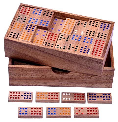 LOGOPLAY Domino Doppel 12 - Legespiel - Gesellschaftsspiel aus Holz mit 91 Spielsteinen