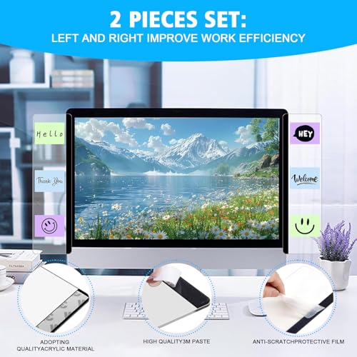 2 Stück Transparent Acryl Monitor Memoboard,Büro Zubehör,Büro Gadgets,Schreibtisch Gadgets,Monitor,Acryl-Memoboard Für Computermonitor,Für Damen Und Herren,Computer-Haftnotizenhalter