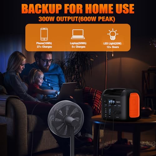 Portable Power Station, 300W (600W Peak) 299Wh LiFePO4 Solar Generator Pure Sine Wave 110V AC Car Outlets PD 60W QC3.0 Backup Power Supply Bank for Camping, Blackout, CPAP - Image 5