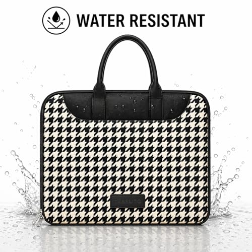 Image of Tabelito Designer Printed Laptop Sleeve for Women (13-15.6 Inch) | Jute & Vegan Leather Office Handbag | Lightweight Stylish Work Bag with Handle