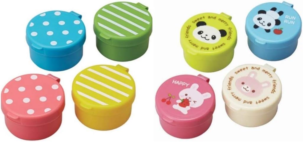 Torune Condiment Mayo Containers two set for Bento Lunch Box Mini Animal Friends and Dot Border Total 8 cups