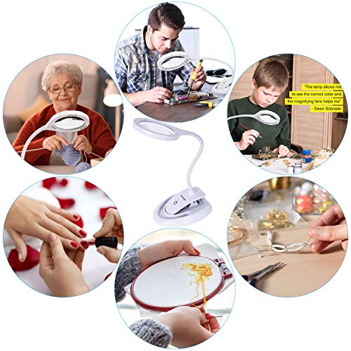 Tmango Magnifying Glass With Light And Stand, 5X 10X Lighted Magnifying Glass, Rechargeable Desktop Magnifier For Hobby, Craft, Reading, Model Building, Soldering, Jewelry Design, Sewing #TOP6