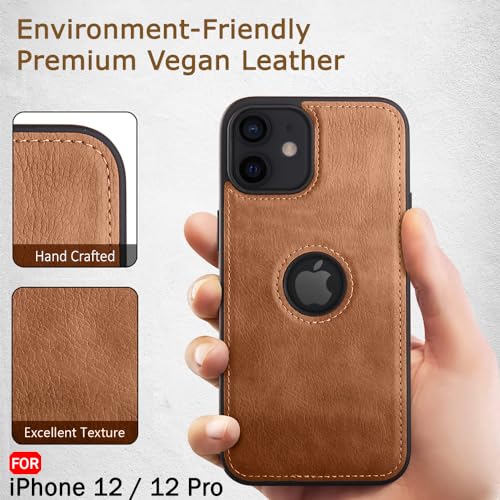 TheGiftKart Genuine Leather Finish Back Cover Case for iPhone 12/12 Pro | Shockproof Design | Camera & Screen Protection | Stunning Minimalist Design Back Case (Brown) 3 51ZmDHW5c8L