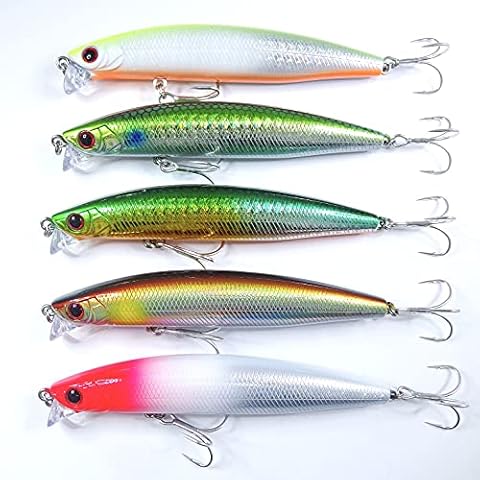 momolures - Shining Minnow Shore 97F-SSR 97mm Super Shallow Runner for Bass Saltwater lure fishing (5pcs Assort Set) Cover