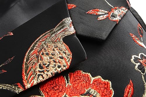 Mens Floral Suit Jacket Jacquard Paisley Luxury One Button Slim Fitted Business Wedding Tuxedo Suit Blazer Jacket US Size 40 Rose2