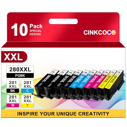 Image of 10 Pack 280XXL 281XXL Ink Cartridges Compatible for Canon 280 281 Ink Cartridges PGI-280XXL CLI-281XXL with Pixma TR8520 TR8620 TR7520 TR8600 TS6120 TS6220