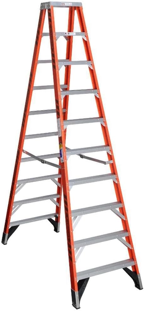 Werner Twin Stepladder,Fbrgls,IAA,10ft,T7400
