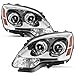 SOCKIR [Halogen Model Headlight Assembly Replacement Fit for 2007-2012 GMC Acadia Projector 4-Door Sedan OE Style Factory Headlamp LH+RH