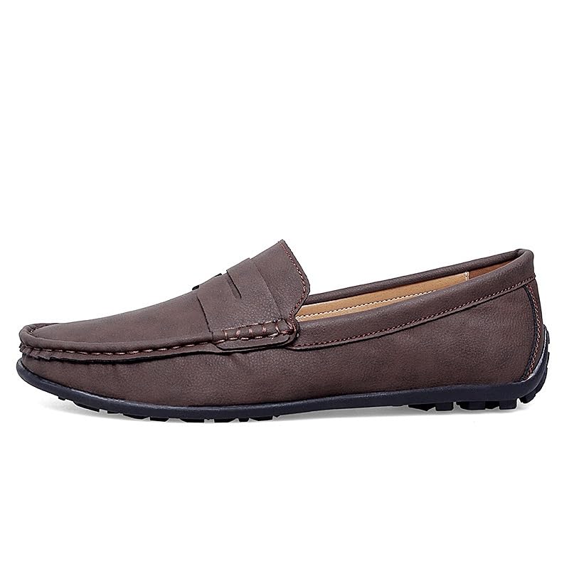 Men's Loafers Shoes Simple Round Toe Vegan Leather Penny Loafers Anti-Slip Lightweight Comfortable Classic Casual Slip-on(Brown,10 M US)2