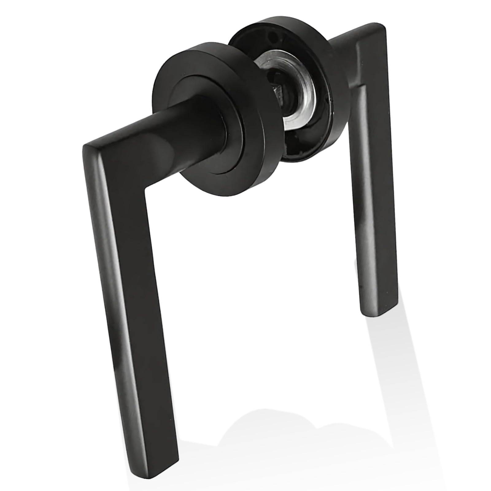 Handlestore Straight Lever on Rose Door Handle - Matt Black Door Handles - Latch, Lock or Bathroom - (Handles Only)