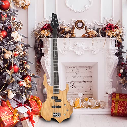 Glarry Electric Bass Guitar 4 Strings Buring Fire Style Full Size For Beginner Right Hand With Bag, Strap And Accessories (Burlywood) #TOP5