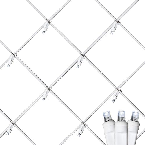 Miniatura 7 de Novelty Lights Luces de red de 4 x 6, 100 LED blancos puros con espacio de 4 pulgadas, bombillas de gran angular de 0.197 in en cable verde,