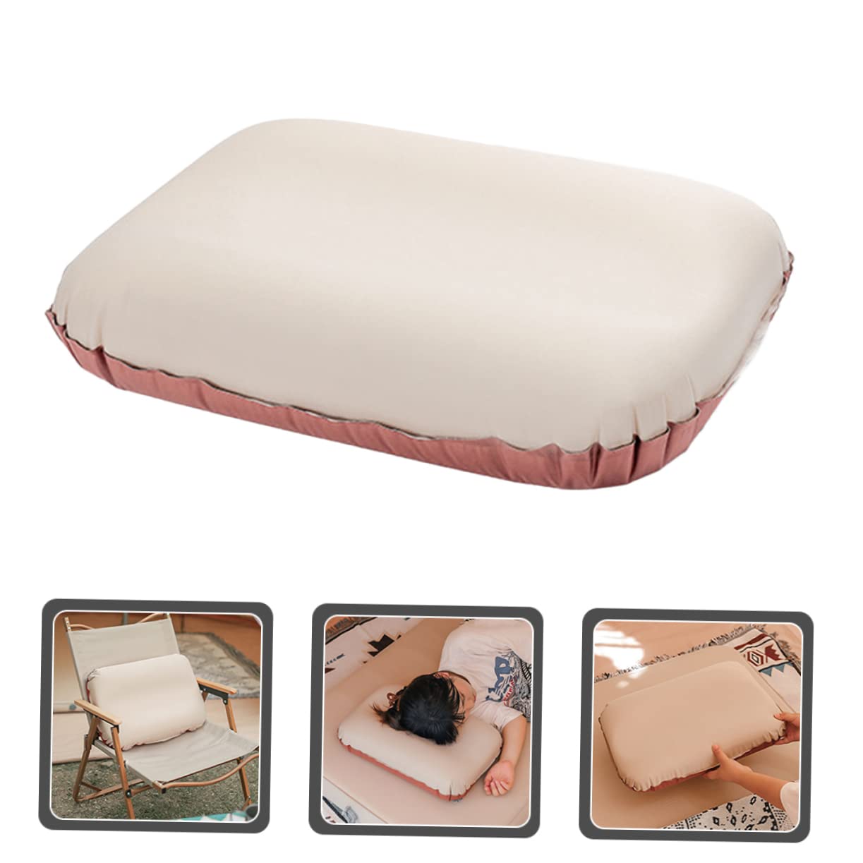 Abaodam Oreiller Gonflable Portable pour Camping et Voyage, Hauteur Réglable, Facile à Dégonfler, en Éponge et Polyester Pongé