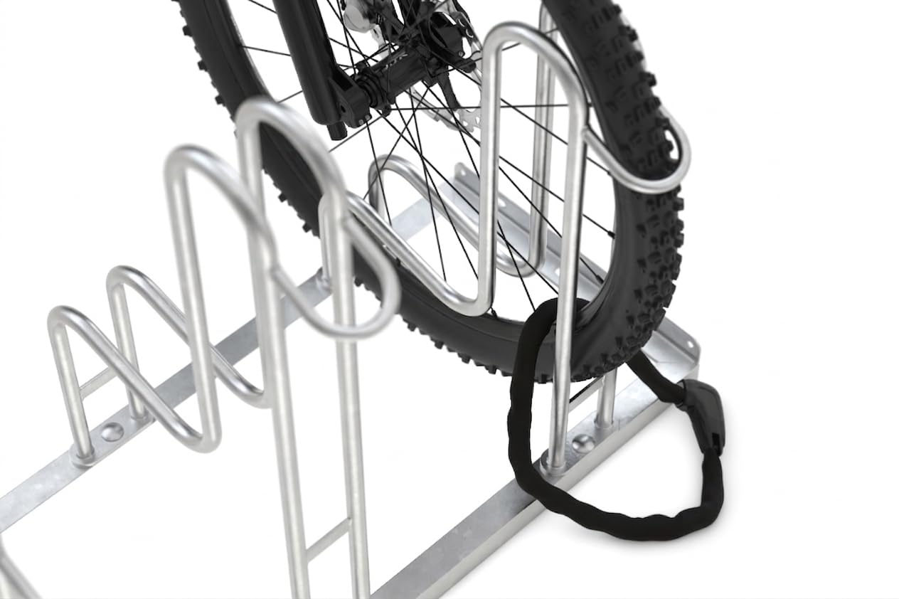 Hochwertiger Fahrradständer Standparker 4055 BR | Sicherer Radständer für Fahrräder mit breite Reifen| 5 Fahrrad Stellplätze | einseitig | Stahl verzinkt | Fahrradparker Bodenparker Mehrfachständer