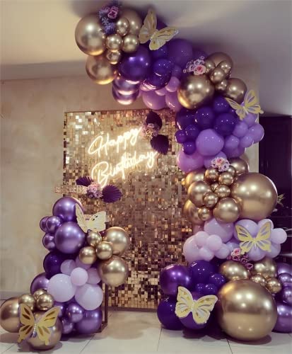 Purple Balloon Garland Kit Dark And Gold Arch Lavender Light Deco...