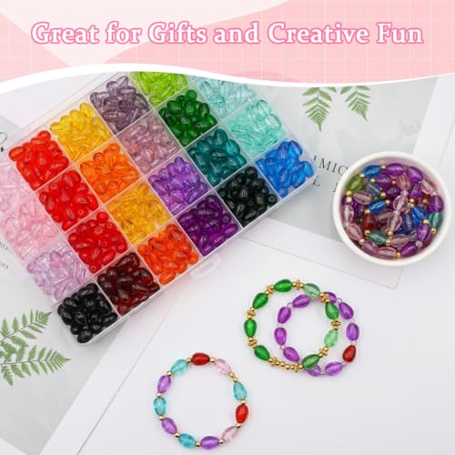 Image of PATPAT24-Color Teardrop Glass Beads Craft Set 8mm Colored Teardrop Glass Beads (560Pcs), with Spacer Beads, Scissors & Crystal Line, DIY Jewelry Making Kit for Necklaces, Bracelets, Earrings