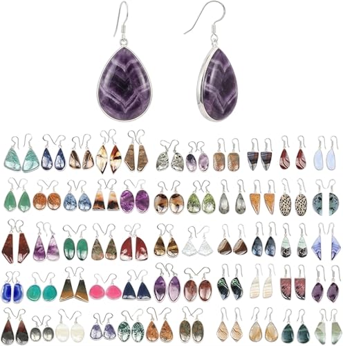 Handmade 20 Pairs Natural Gemstone Earrings Set