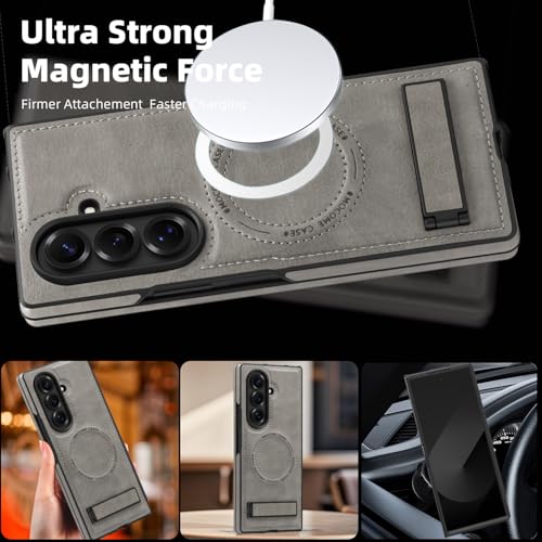Image of Lunivop for Samsung Galaxy Z Fold 7 Case PU Leather Gray