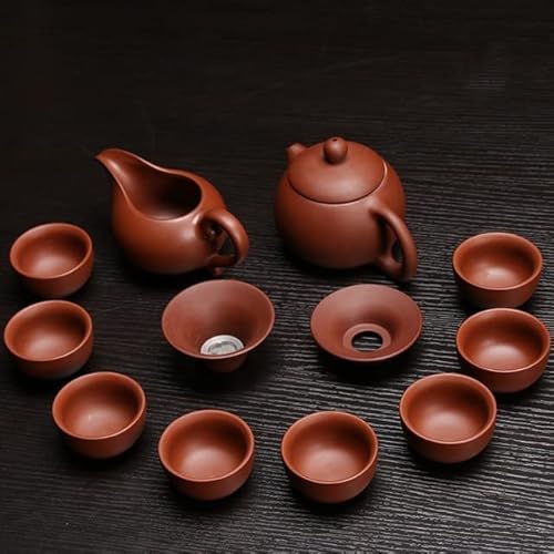 Juego de té de Arcilla púrpura de cerámica, Tetera con infusor de Olla Kung Fu, Taza para Servir, Taza de té, vajilla China Juego de té de Arcilla púrpura de cerámica, Tetera con infusor de Olla Kung Fu, Taza para Servir, Taza de té, vajilla China