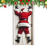Christmas Door Cover - Santa Door Cloth, Santa Claus Doors Banner Holiday Santaa Claus Photo Booth Props | Christmas Doors Decorations Banner Cover | for Photography Indoor Home Kitchen Party Porch O