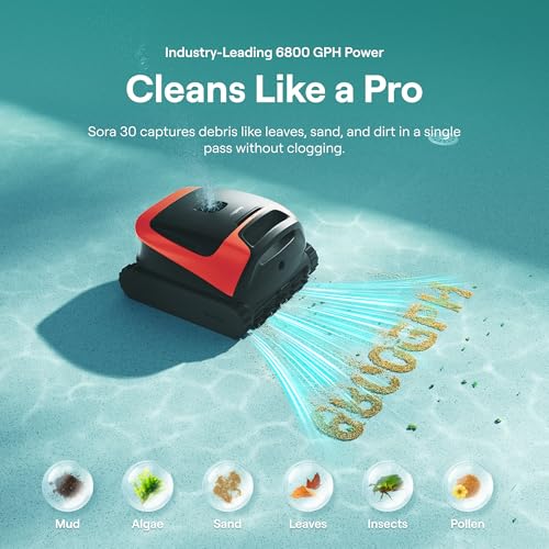 Image of Beatbot Sora 30 Pool Vacuum Robot with Smart Surface Parking, Shallow-Area Cleaning, 6800GPH Suction Power, 5L Capacity for Pools Up to 3229 sq. ft, Tangerine