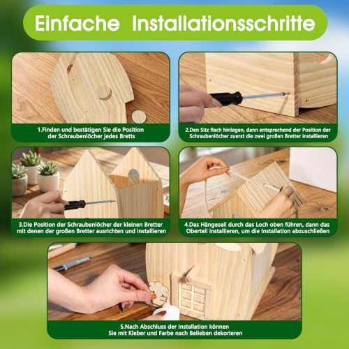 Vogelhaus Bausatz für Kinder, Vogelhaus zum bemalen, Vogelkasten Basteln zu Bauen und Malen, Holz Bastelset, DIY Basteln Set für Mädchen Jungen Kleinkinder