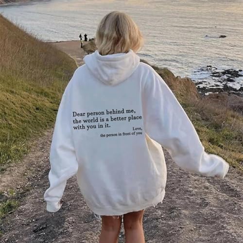 You Are Enough Hoodie, Dear Person Behind Me Sweatshirt Hoodie for Women Casual Letter Print Sleeve Pullover Gift – Bild 3