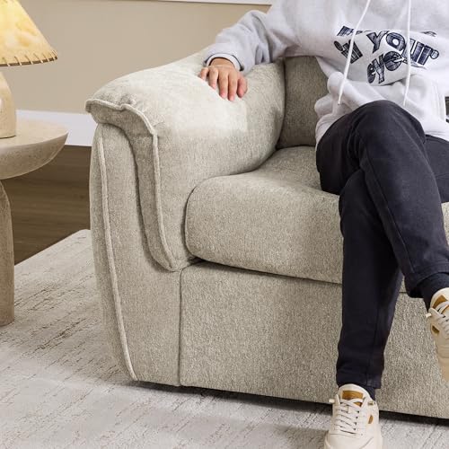 Image of CHITA Extra Large Sectional Couches for Living Room, U Shaped Cloud Modular Sectional Sofa with Chaise, Ottoman with Storage, 4 Seater U Shaped Sectional Couch, Chenille in Taupe