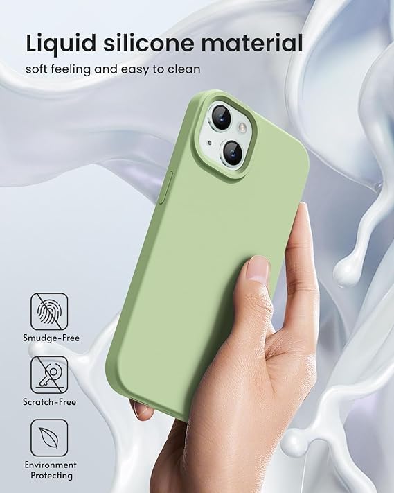Image of MIDOS Back Cover Compatible with iPhone 15 Case Liquid Silicone Full Protection Shock Proof Back Cover for iPhone 15 (Green)