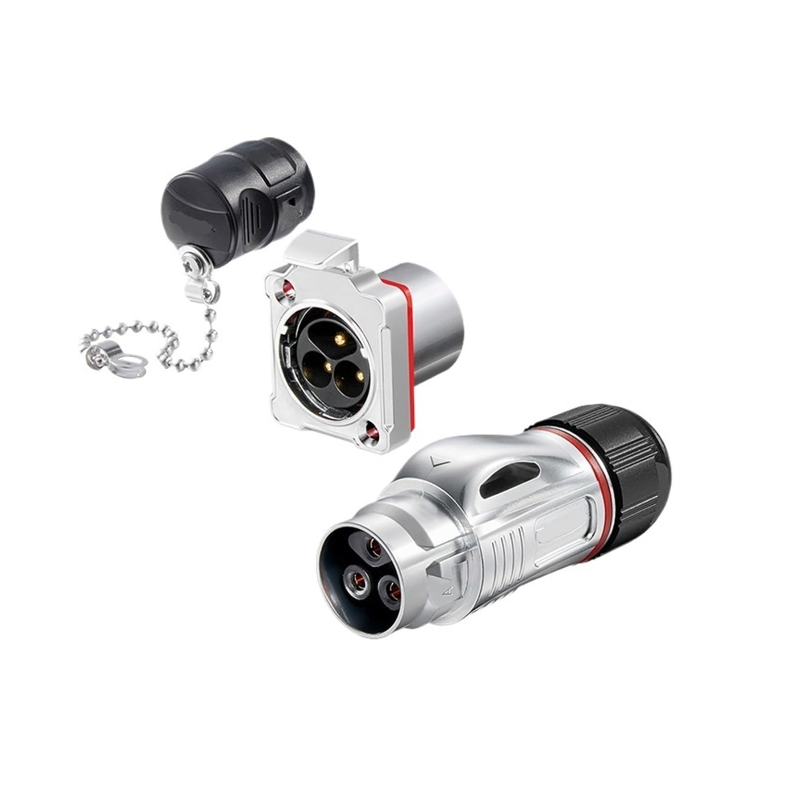 Conector M24 de 3 pines tipo BD24 con cable de bloqueo inverso de metal 25A resistente al agua