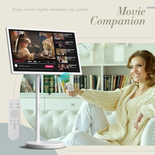 Image of Teamgee 32-Inch Portable Smart Screen on Wheels, Wireless Touch Monitor with 8-Hour Battery, Android 13, Full-Motion Mount for Streaming, Work, and Multi-Purpose Use